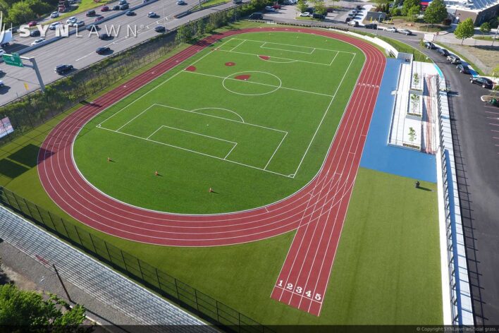 SYNLawn Nebraska sports agility artificial grass with running track and field